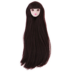 1/6 tête sculpter avec les cheveux bruns pour un accessoire de remplacement de poupée bjd