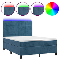 vidaXL Sommier à lattes de lit matelas et LED Bleu foncé 140x190 cm