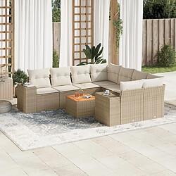 Maison Chic Salon de jardin avec coussins 9 pcs | Ensemble de Table et chaises | Mobilier d'Extérieur beige résine tressée -GKD58504