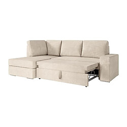 Avis Loungitude Canapé d'angle gauche convertible ARTEMIS 4 places - Velours côtelé beige - L246 x P174 x H96 cm