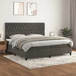 vidaXL Sommier à lattes de lit et matelas Gris foncé 200x200cm Velours