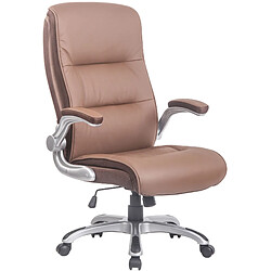 Decoshop26 Fauteuil de bureau sur roulettes confortable hauteur réglable en PVC marron clair et plastique 10_0002406