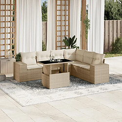 vidaXL Salon de jardin avec coussins 7 pcs beige résine tressée 