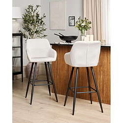 Beliani Tabouret de bar Set de 2 Velours Blanc cassé CASMALIA