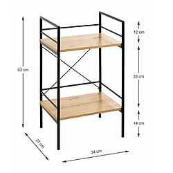 Acheter Pegane Etagères 2 niveaux en métal et MDF coloris chêne - Longueur 34 x Hauteur 62 x Profondeur 27 cm