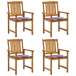 Maison Chic Lot de 4 Chaises de jardin,Fauteuil d'extérieur avec coussins Bois d'acacia massif -MN78873