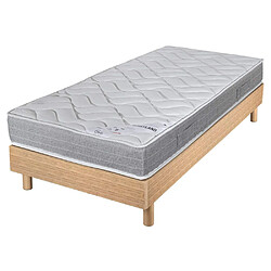 Ebac Matelas et sommier 90x190 Mousse - Maryland - Soutien ferme - Sommier en kit - Chêne