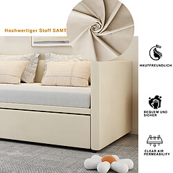 Avis KILISKY Lit capitonné - canapé-lit extensible 90/180*200 cm - avec sommier à lattes - multifonctionnel - velours - beige