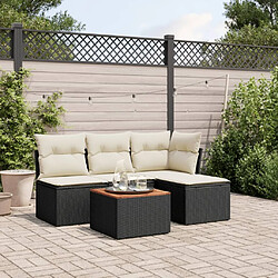 Maison Chic Salon de jardin 5 pcs avec coussins | Ensemble de Table et chaises | Mobilier d'Extérieur noir résine tressée -GKD93050