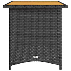 Acheter vidaXL Table de jardin et dessus en bois noir 110x68x70 cm poly rotin