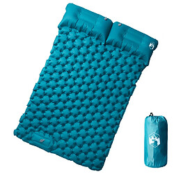 vidaXL Matelas de camping autogonflant avec oreillers 2 personnes bleu