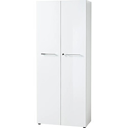 Pegane Armoire haute coloris blanc avec 2 portes - Dim : 80 x 196 x 37 cm