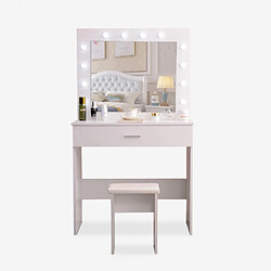 LLB LIVING LIFE BED Coiffeuse mobile avec miroir et tabouret table de maquillage à LED Gaia