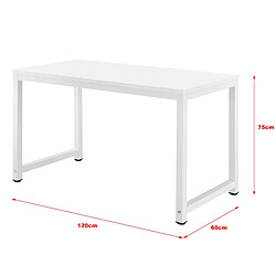 Avis Helloshop26 Bureau réglable poste de travail table bois mélaminé 120 cm blanc 03_0001162