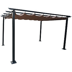 Avis Avril Paris Tonnelle/Pergola en aluminium 3x4m toile coulissante rétractable - anthracite taupe - HAVANA