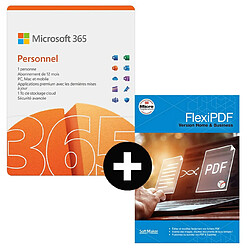 Pack Microsoft 365 Personnel + FlexiPDF Home & Business - Licence 1 an - 1 utilisateur - A télécharger