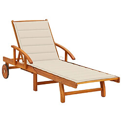 vidaXL Chaise longue de jardin avec coussin Bois d'acacia solide 