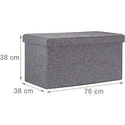 Helloshop26 Tabouret banquette pouf de rangement pliant coffre repose-pieds 76 cm lin gris 13_0002337_3