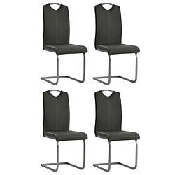 vidaXL Chaises à manger cantilever lot de 4 gris similicuir 