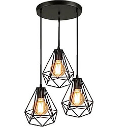 Stoex Lampes de Plafond Abat-Jour Suspension Lustre Cage 3 Luminaire pour Salon Cuisine Restaurant Bar Cafe