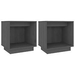 Maison Chic Lot de 2 Tables de chevet - Tables de Nuit Gris 40x30x40 cm Bois de pin solide