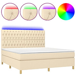 vidaXL Sommier à lattes de lit et matelas et LED Crème 180x200cm Tissu