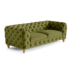 Lisa Design Walter - canapé 3 places chesterfield en velours - pieds bois