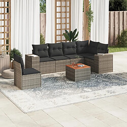 vidaXL Salon de jardin avec coussins 7 pcs gris résine tressée 