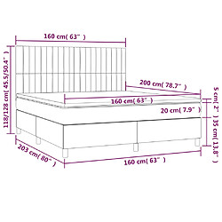 vidaXL Sommier à lattes de lit et matelas Gris foncé 160x200cm Velours pas cher