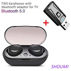 GUPBOO TWS Bluetooth Casque Sans Fil In-Ear Écouteurs TWS Sports Étanche Casque USB Bluetooth TV Adaptateur avec Micro pour TV 