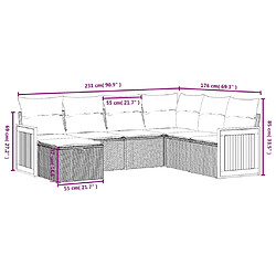 Avis vidaXL Salon de jardin avec coussins 7 pcs beige résine tressée