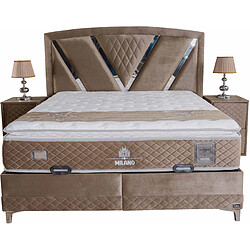 Avis Vivenla Ensemble de lit coffre 180x200 en velours taupe avec un matelas à ressorts ensachés 7 zones de confort de la collection MILANO