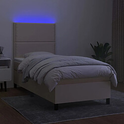 Avis vidaXL Sommier à lattes de lit et matelas et LED Crème 100x200cm Tissu