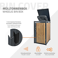 ML-Design Box pour 1 Poubelle, 240L, 68x80x116,3 cm, en Acier, Anthracite/Aspect Chêne, Résistant aux Intempéries, Habillage de Poubelle avec Couvercle Rabattable/Porte, Conteneur Abri Hangar