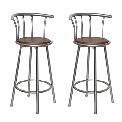 vidaXL Tabourets de bar lot de 2 marron acier 