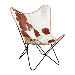 Aubry Gaspard Fauteuil butterfly en peau de vache marron.