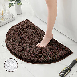 LUUCOZK Tapis Tapis de salle de bain absorbants - Fond marron en TPR - Demi-rond-40X60CM