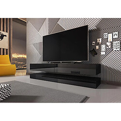 VIVALDI Meuble TV - FLY - 140 cm - noir mat / noir brillant - style moderne