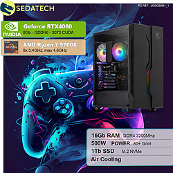 Sedatech PC Gamer • AMD Ryzen 7 5700X • RTX4060 • 16Go RAM • 1To SSD M.2 • sans OS