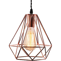 Universal Abat-jour style géométrique moderne métal cuivre panier cage soie pendentif plafond abat-jour abat-jour rose or lustre abat-jour - E27 L