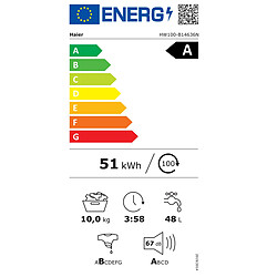 Lave-linge frontal 60cm 10kg 1400t blanc - hw100b14636n - HAIER