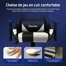 Lexzurn Chaise Gaming Résistant à 150kg, Fauteuil Gaming Inclinable 165°Châssis de l'Assise en Métal Revêtement Similicuir Réglages Ergonomiques Complets Blanc