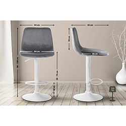 Non Lot de 2 tabourets de bar Divo velours blanc