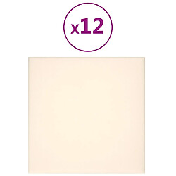 vidaXL Panneaux muraux 12 pcs Crème 30x30 cm Velours 1,08 m²