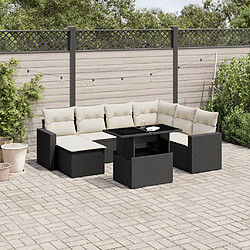 vidaXL Salon de jardin 8 pcs avec coussins noir résine tressée 