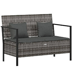 Maison Chic Banc de jardin à 2 places | Banquette de jardin | Chaise Relax avec Coussins Gris Résine Tressée -MN51059