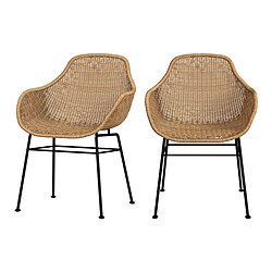 Rendez Vous Deco Chaise Carmela en résine tressée naturelle (lot de 2)