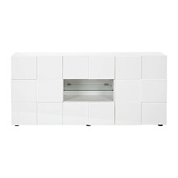 Avis Vente-Unique Buffet CALISTO - LEDs - 2 portes & 2 tiroirs - Blanc laqué