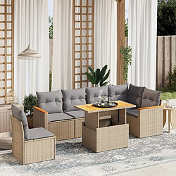 vidaXL Salon de jardin avec coussins 7 pcs beige résine tressée