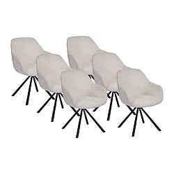 Vente-Unique Lot de 6 chaises avec accoudoirs en tissu texturé et métal noir - Crème - CILIENO